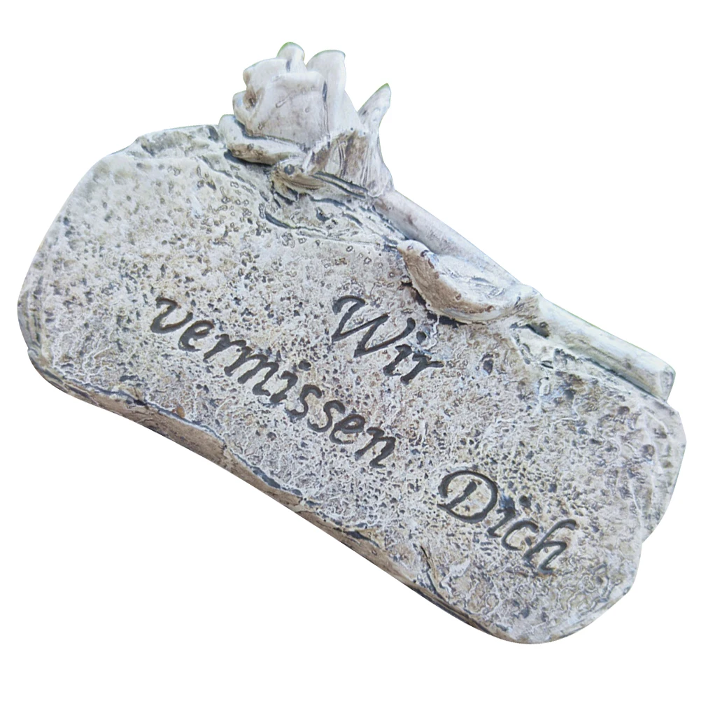 

Gray Rose Cemetery Tombstone Mourning Decor Resin Craft Grave Ornaments Deceased Relatives Memorial Sculpture Garden Statue