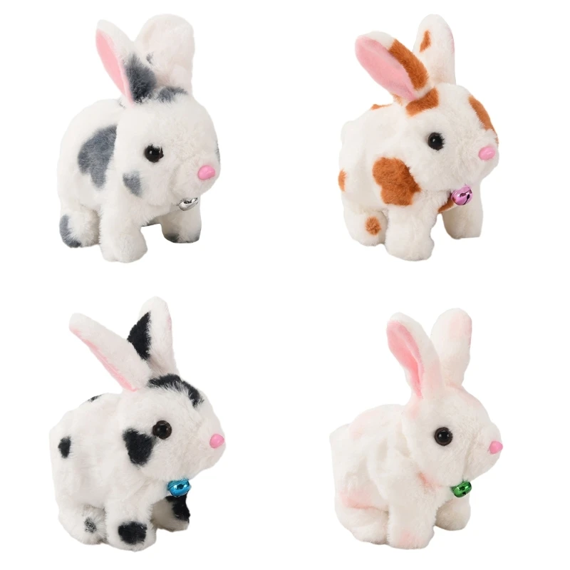 Plush Stuffed Animal Squeaking Walking Rabbit Electric Toy New Years Christmas Birthday Holiday Gifts for Toddlers