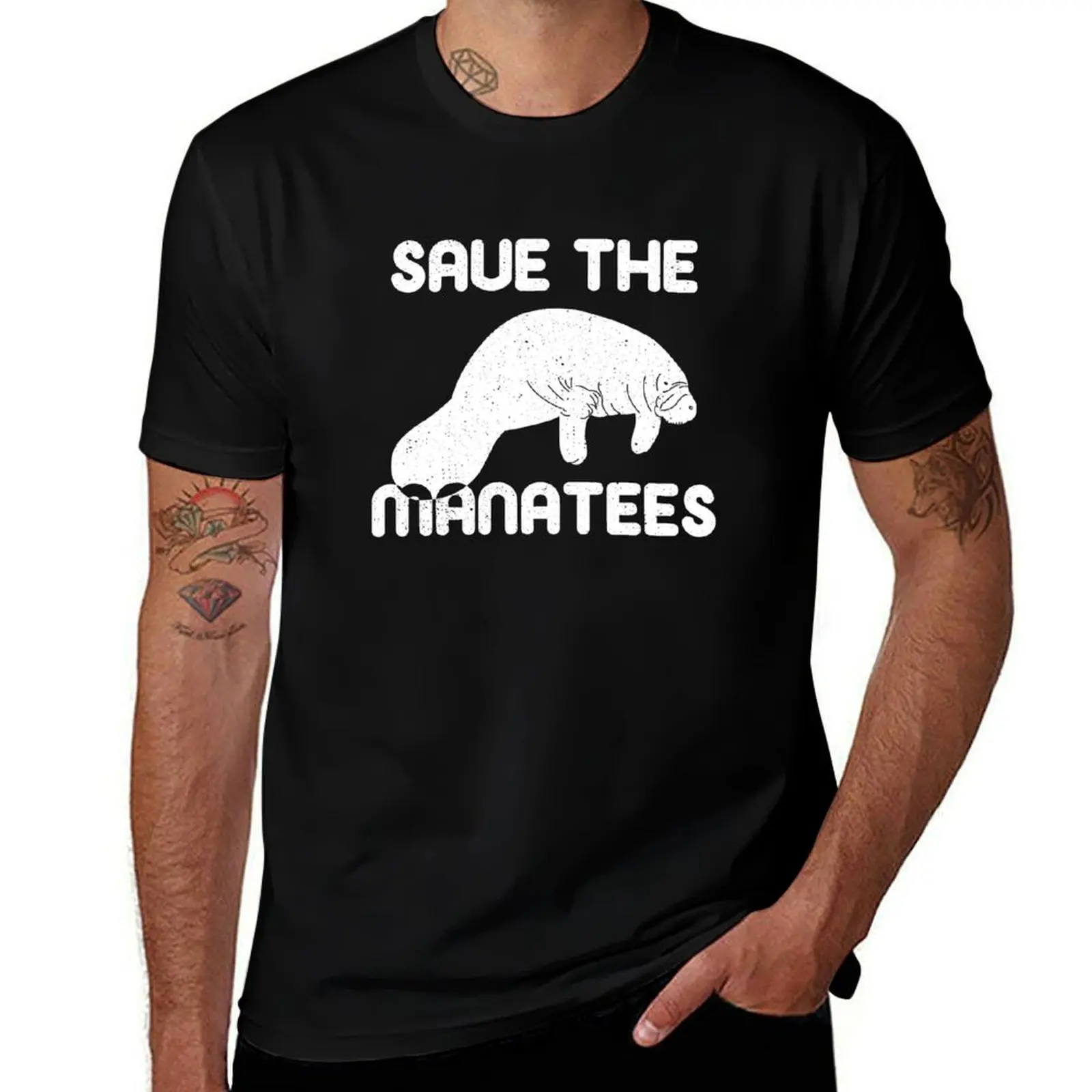Save The Manatees Ocean Animal Lover Environmentalist T-Shirt Comfortable Work Wear Tee T-Shirt