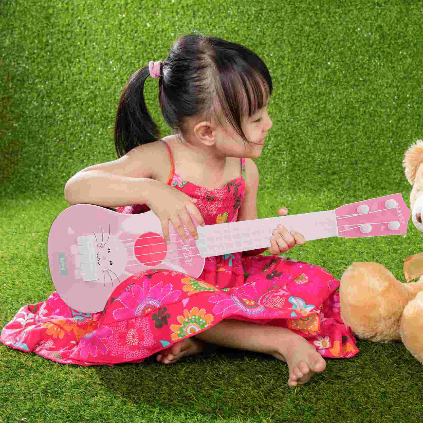 Vintage Style Acoustic Guitar Bunny Toys Music Instrument Simulated Musical Instruments Kids Puzzle