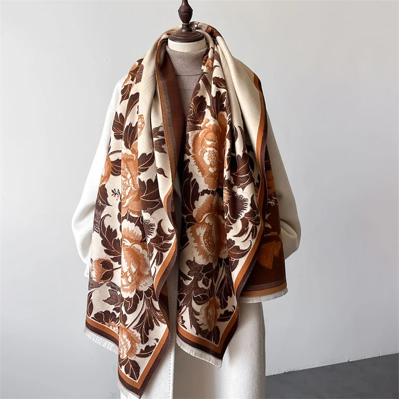 Luxury Winter Cashmere Scarf Women 2024 Design Warm Pashmina Blanket Poncho Scarves Female Shawl Wraps Thick Foulard Bufanda