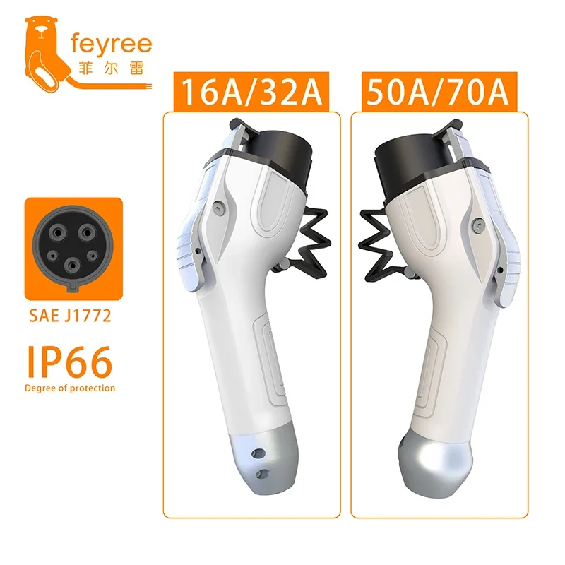 Feyree Type1 Charger Plug 16A 3.5KW 32A 7KW 1Phase SAE J1772 Connector for Electric Car Charger EV Charger Charging Station