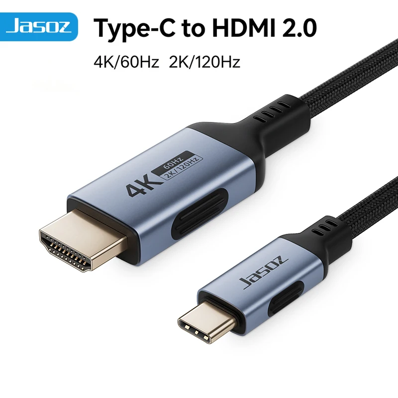 Jasoz USB C to HDMI-Compatible Cable 4K@60Hz Type C to HDMI 2.0 Cable for TV Laptop MacBook Pro Air iPad USB-C to HDMI Adapter