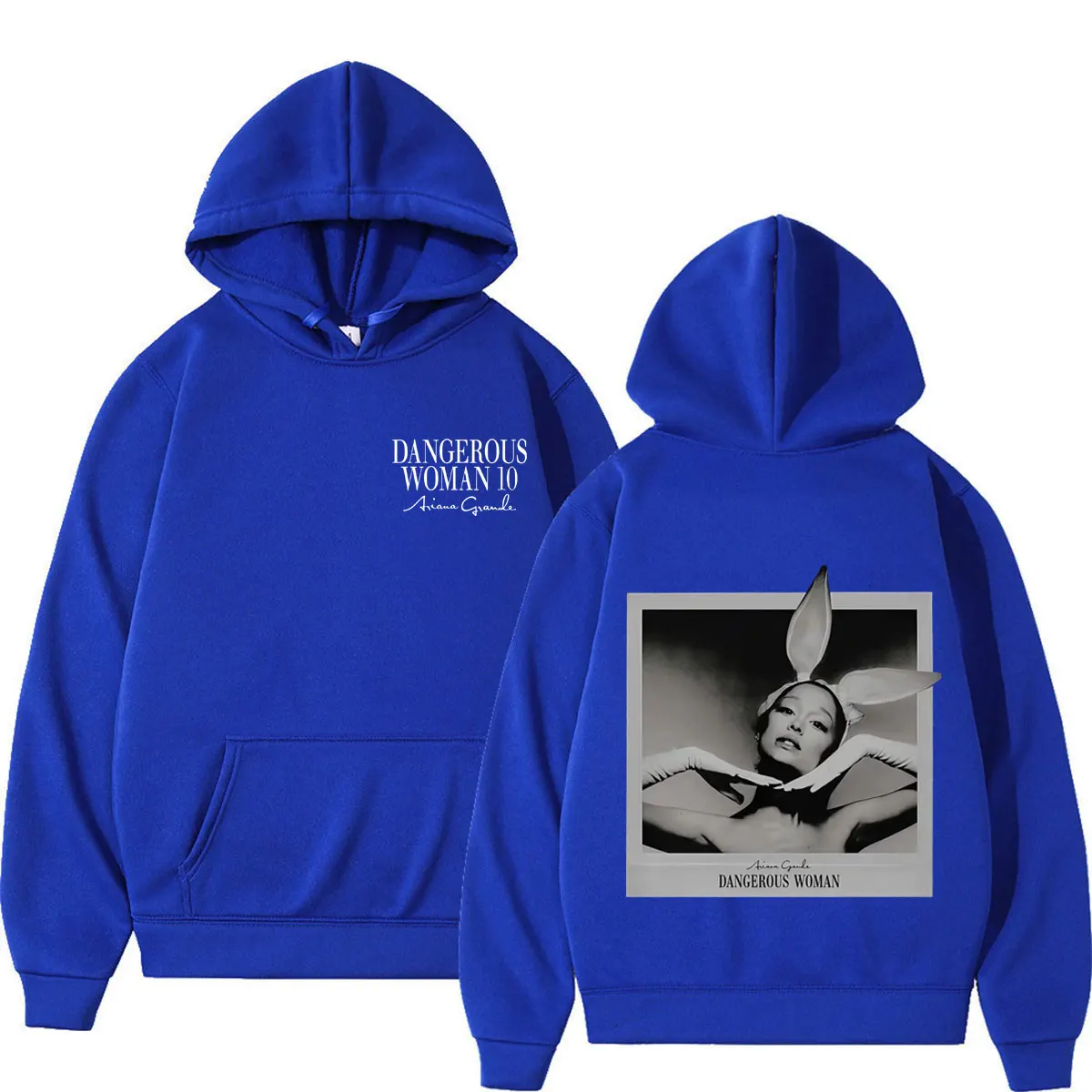 Herren Damen Navy Ariana Grande Hoodie Dangerous Woman Porträt Grafik Sweatshirt Pop-Musik-Fan-Merch Lässiger Kapuzenpullover – Detail 6