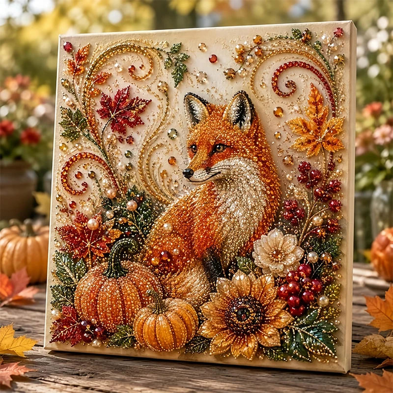 Autumn Pumpkin Pearl Art DIY Painting Kit 3D Fall Harvest Diamond Pearl Painting Handmade Craft Wall Art Decor For Thanksgiving