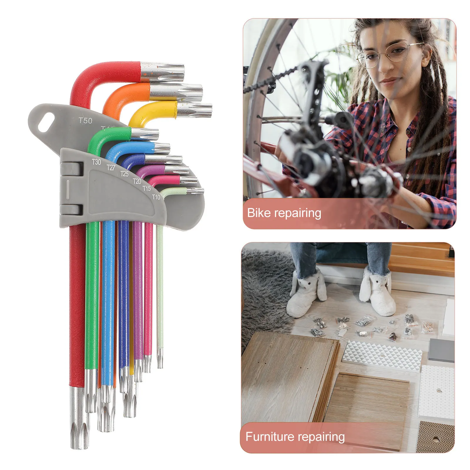 

1Set Multifunctional Wrench Premium Chrome Vanadium Steel 90 Degree Bend High Hardness No Rust Long Arm for Equipment