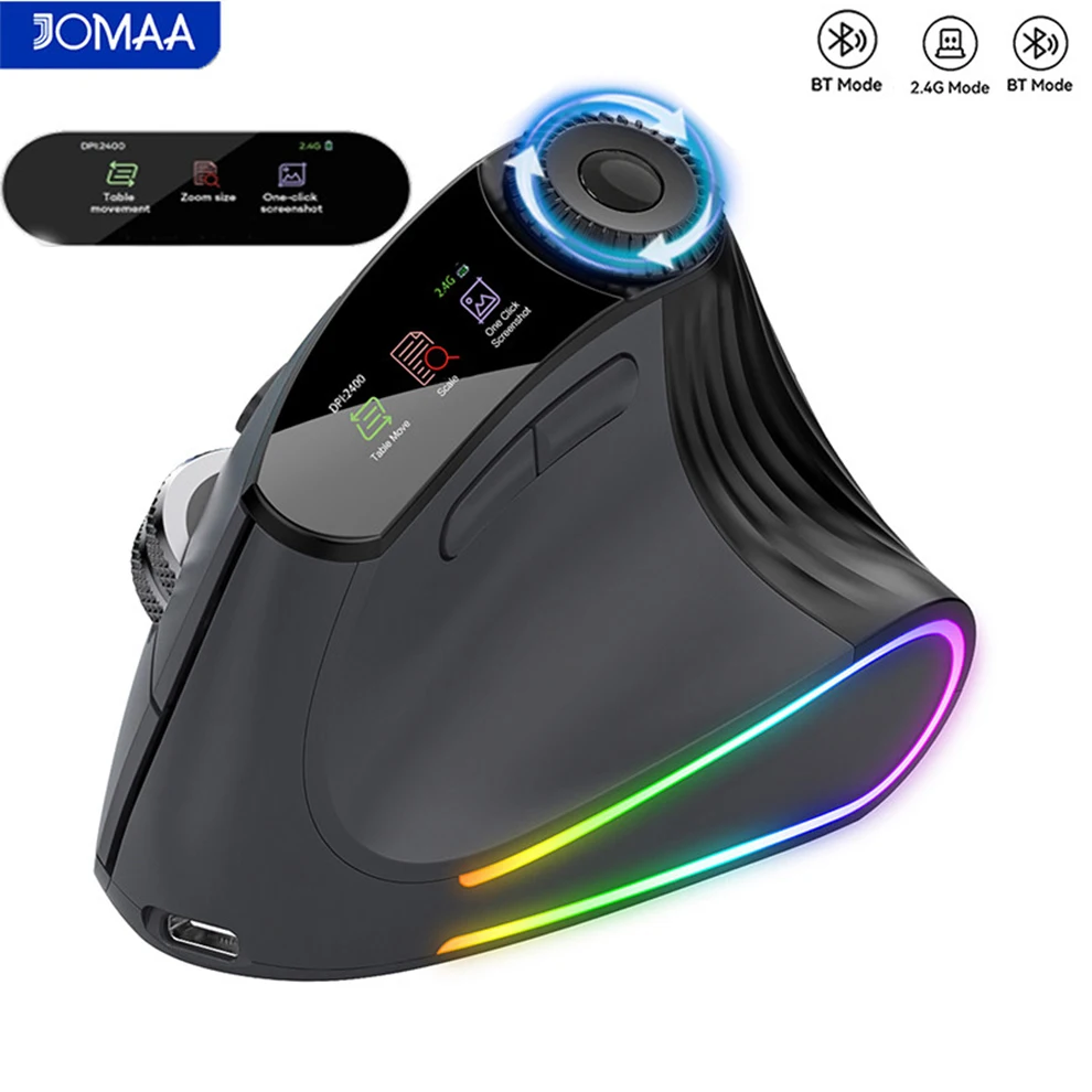 

Backlit Wireless Ergonomic Mouse with Smart Flying Scroll,Function Adjustment Knob,Bluetooth&2.4G Rechargeable Gaming Mouse