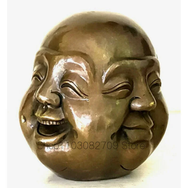 Classic handwork statue tibet Tribal 4 Face expression Copper Buddha 8cm