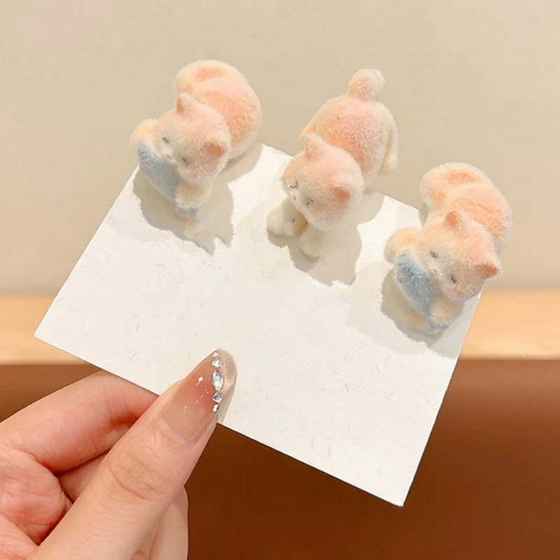 Süße Cartoon-Katze-Haarspange, flauschige Kätzchen-Haarnadel, Entenschnabel-Clip, süße All-Match-Pony-Clip-Haar-Accessoires für Mädchen