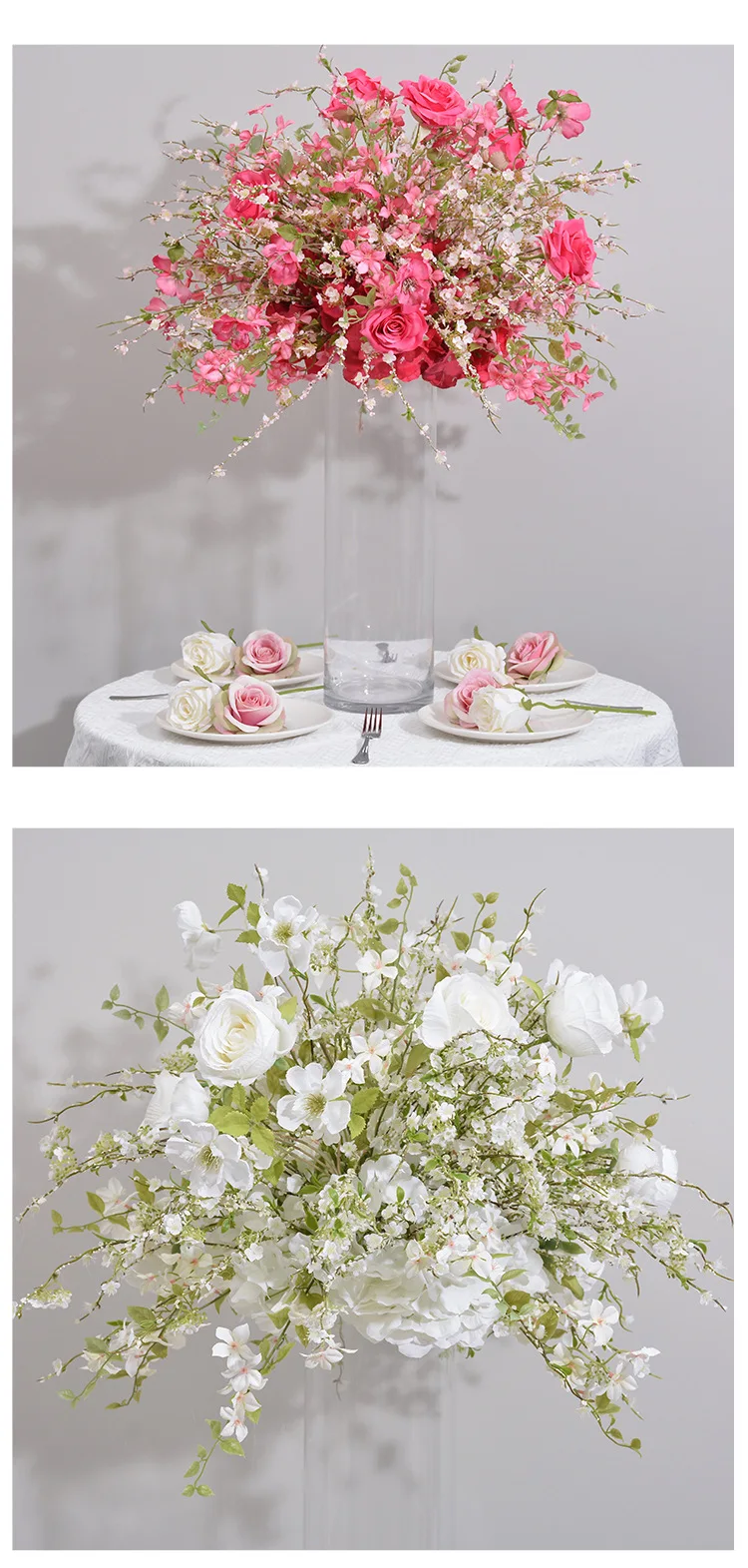 80CM Großhandel Künstliche Blumenkugel Schneeweide Hortensie Rose Hochzeitstisch-Mittelstück Bühnenhintergrund Event-Blumendekoration – Detail 9