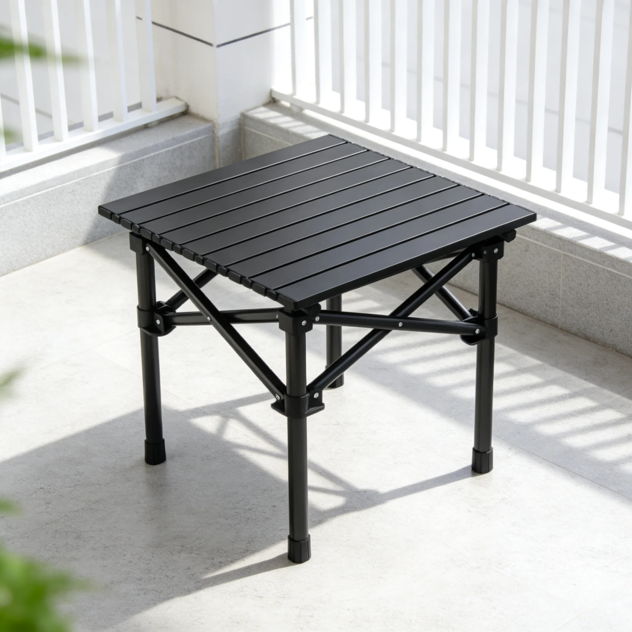 AOLIVIYA Carbon Steel Roll Top Lifting Stand Durable Portable Folding Table Picnic Camping Table Outdoor Coffee Tea Table