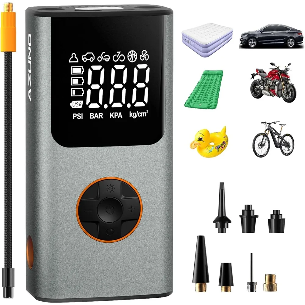 

Электрический воздушный насос AZUNO 2-в-1 для надувных лодок, аккумулятор 150 PSI, перезаряжаемый через USB, быстрый беспроводной портативный насос для надувного матраса, костюм