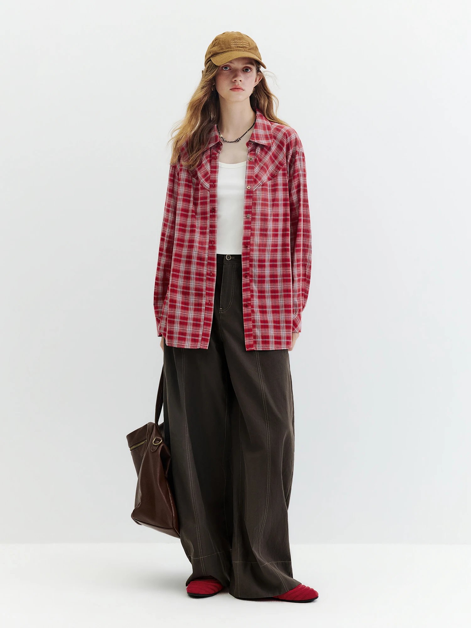 FSLE American Retro Preppy Style Plaid Shirt for Women New Autumn 2026 Style Long Sleeve Classical Streetwear Simple Cotton