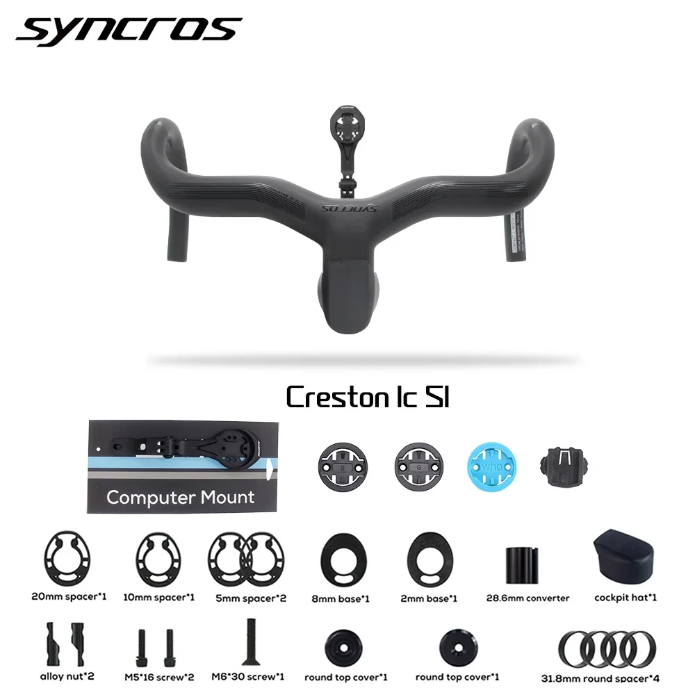 

New Syncros Creston IC SL Carbon Handlebar Internal Routing Road Bicycle HandleBar Di2 Matte Integrated Cockpit 31.8-28.6mm