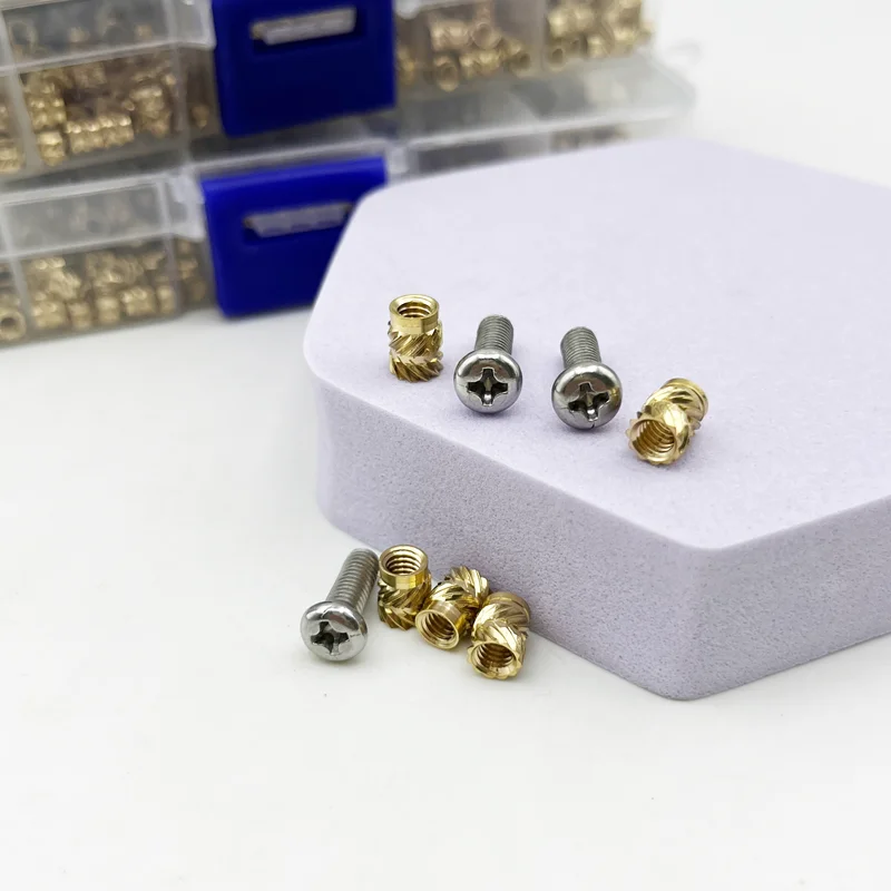 Brass Insert Nut and Screw Assortment Kit 260-500pcs M2 M3 M4 Hot Melt Insert Knurled Nut Injection Embedment Nut For 3D Printer