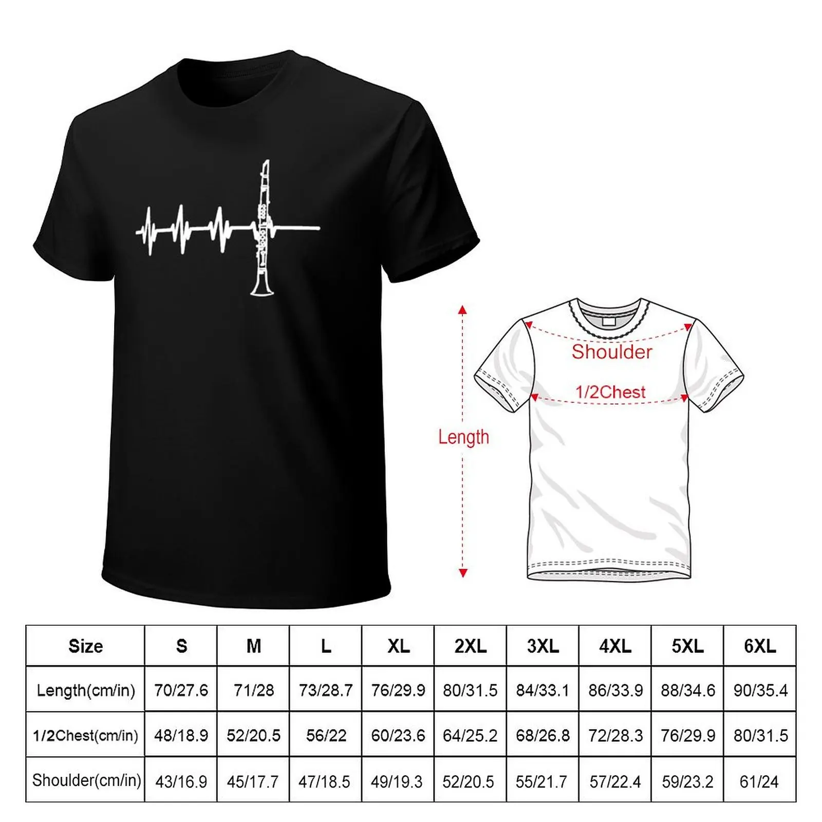 CLARINET T-Shirt, Vintage-Anime-Shirt, schnell trocknende Baumwoll-Grafik-T-Shirts, taillierte T-Shirts für Herren