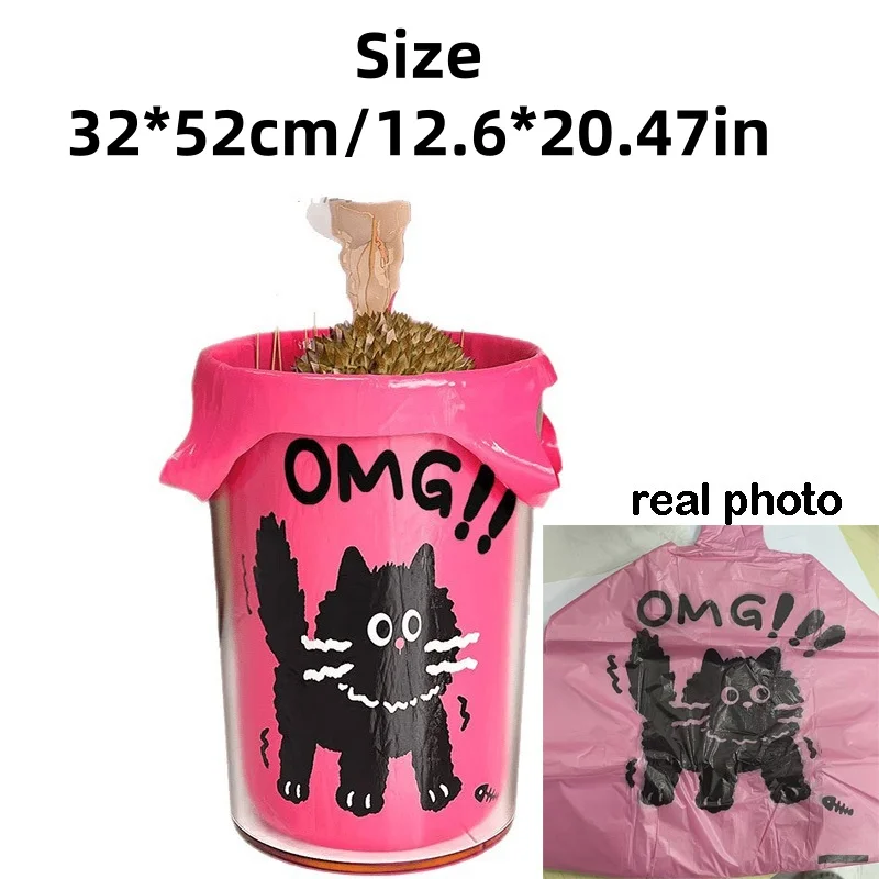 150-Pack Pink Black Cat-Shaped Trash Bags, a Bundle of 50 Trash Bags, Household Vest-Style Thick Large Garbage Bags for Living Room and Kitchen, Extra Thick Cleaning Plastic Bags