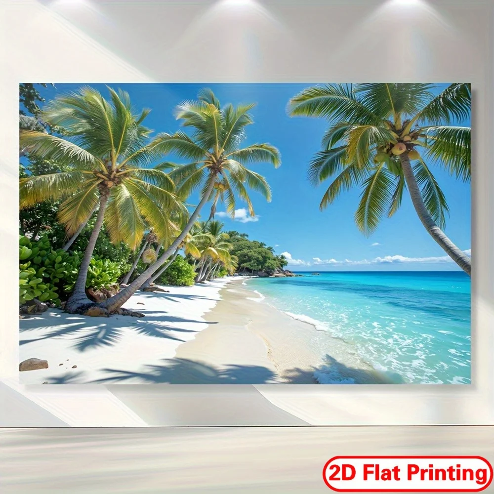 Tropical Beach Tapestry Wall Hanging Decor Ocean Palm Trees Sunset Artwork Home Decoration Living Room Bedroom Dorm CollegeGifts view 3