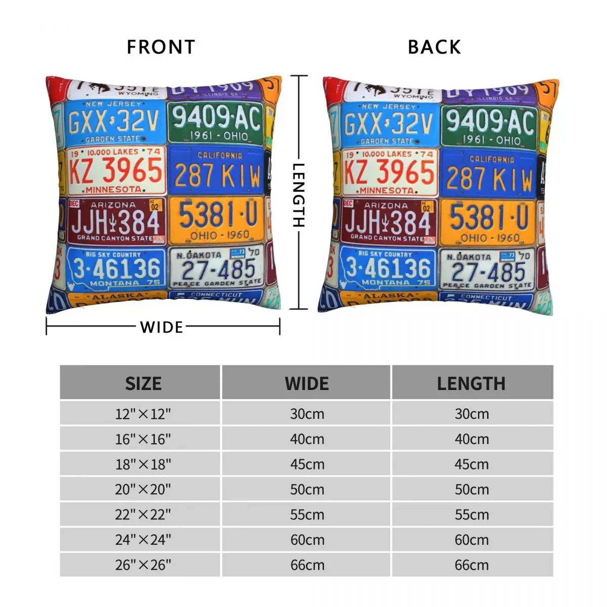 License Plates Of The USA Pillowcase Polyester Linen Velvet Creative Zip Decor Throw Pillow Case Home Cushion Cover