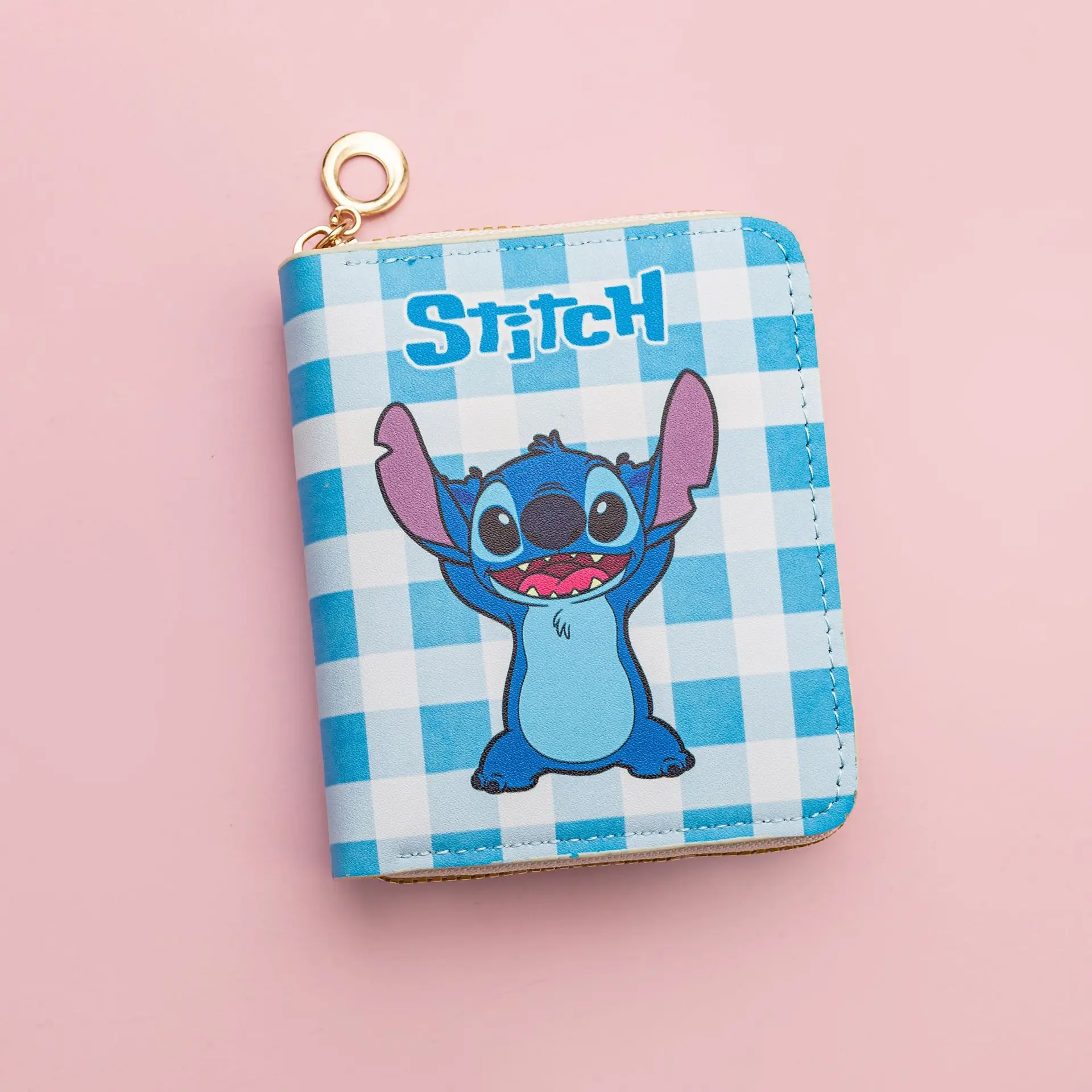 Cartera de Anime Disney Stitch, Mini monedero con cremallera y tarjetero, cremallera en capas, diseño de muñeca de dibujos animados, bolsa de viaje, juguetes, regalos