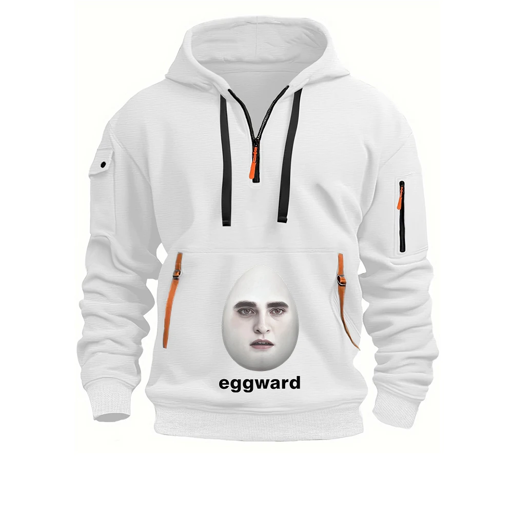 Hot Twilight Eggward Funny Logo Print 2026 Spring And Autumn Men's Creative Graphic Personality Hoodies Sweatshirt Coat view 2