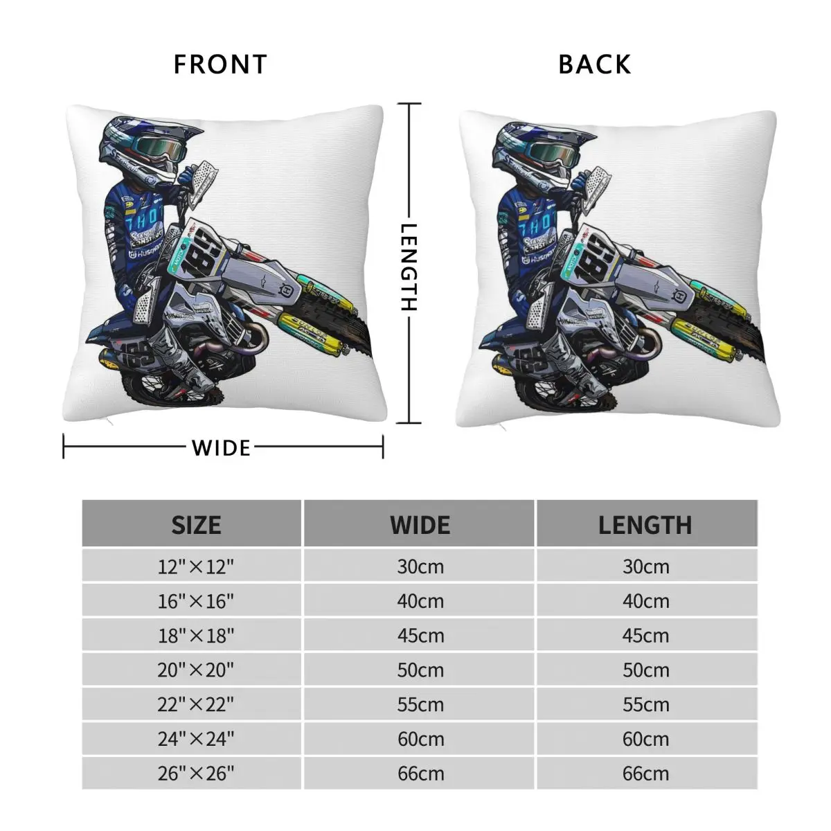 Dirt Bike 189 Square Pillowcase Polyester Linen Velvet Pattern Zip Decorative Throw Pillow Case Bed Cushion Cover 45x45