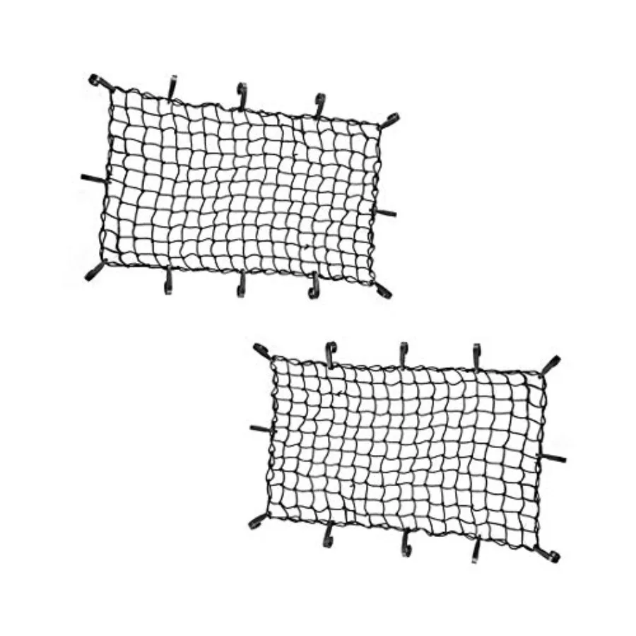 

Черная латексная эластичная сетка-багажник (до 112x193 см) с мелкой сеткой 5x5 см, 12 регулируемых пластиковых крючков для крепления на крышу автомобиля