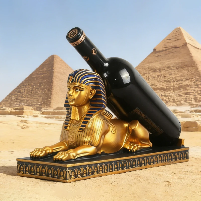 Sphinx Wine Rack Resin Ancient Egypt Whisky Shelf Creativity Wine Cabinet Desktop Pyramid Ornament Gift Souvenir