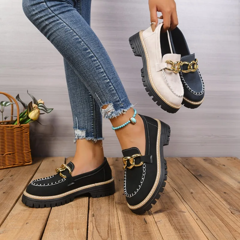 

2025 NEW Women Shoes Comfortable Anti-slip Elegant Loafers with Heels Casual Sneakers Women Heel New Slip-on Shoes