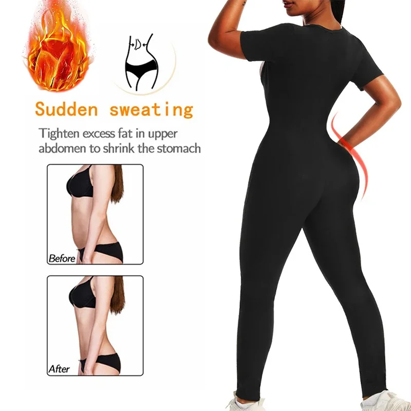 MrifDila Open Bust Zipper Sauna Suits Women\'s Sweating Bodysuits Waist Trainer Slimming Jumpsuits Hot Thermo Full Body Shaper