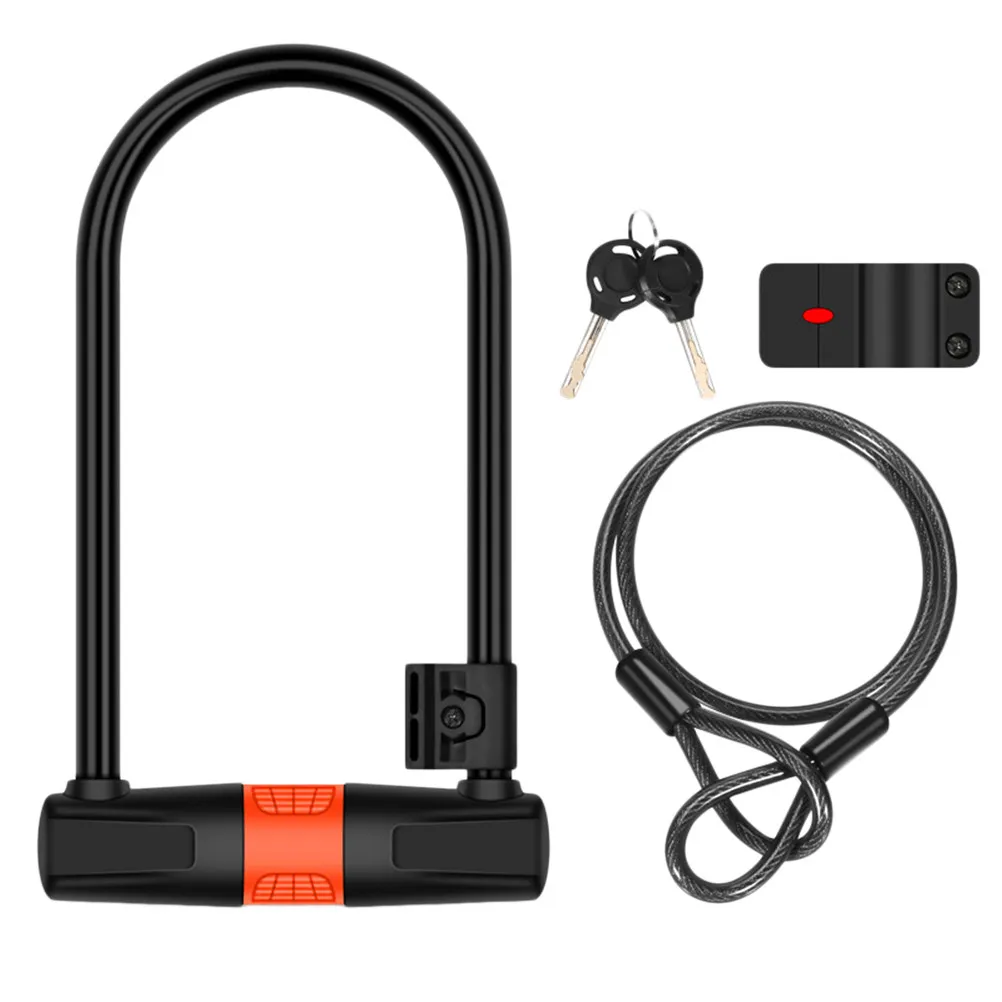 

1Set U-Shaped Bike Lock Professional Anti Theft Chain Lock Steel Cable Thick Alloy Security Mountain Bike Accessories Black