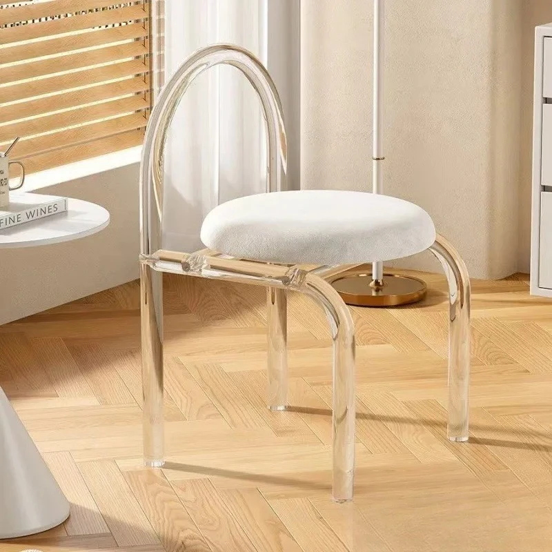 Chair - Crystal Clear Makeup Stool for Bedroom & Balcony, Ethereal Dressing Seat with Nordic Style