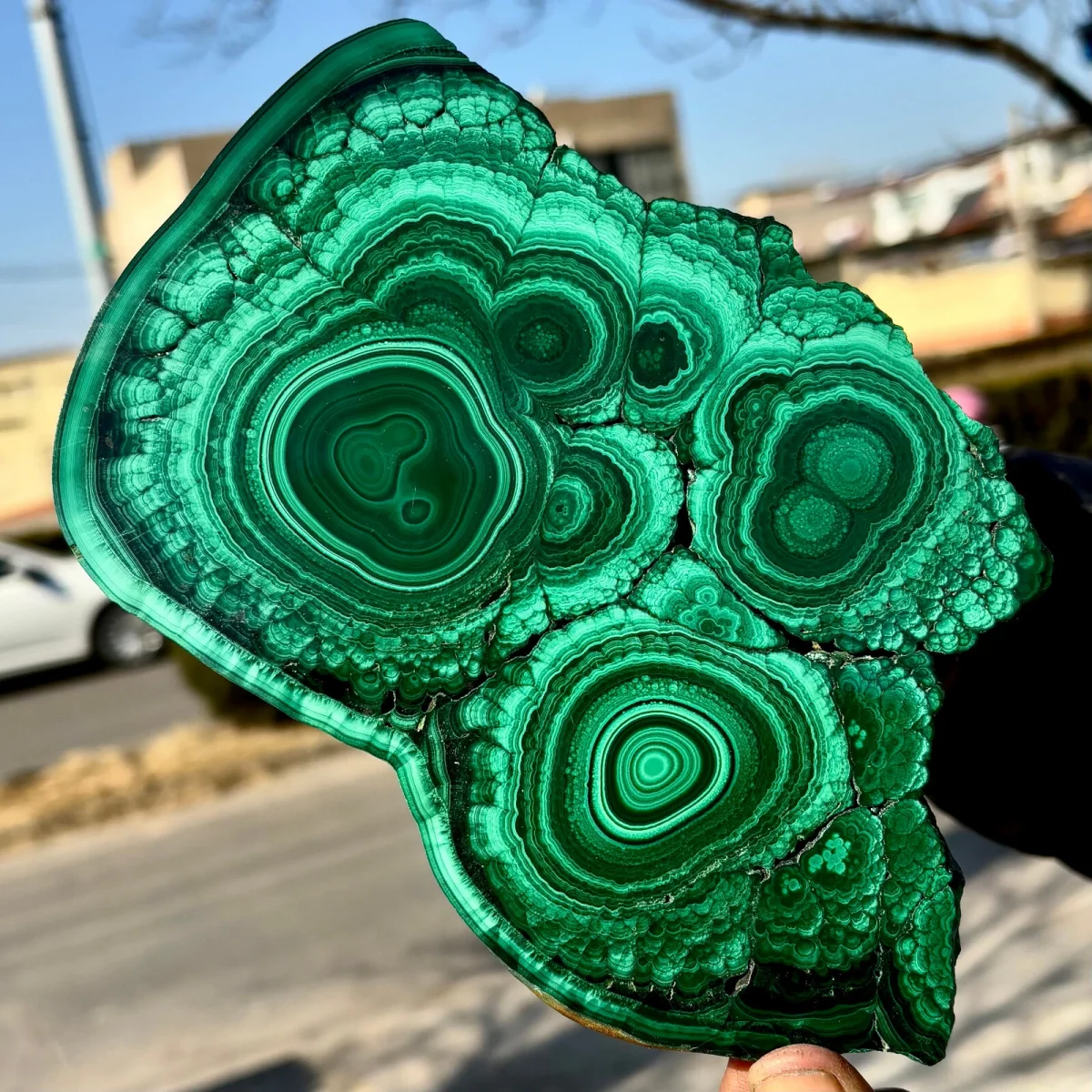 Large! Natural Formed!Green Malachite Sliced, Crystal Quartz Green Raw Stone Polished Sliced, Mineral Healed