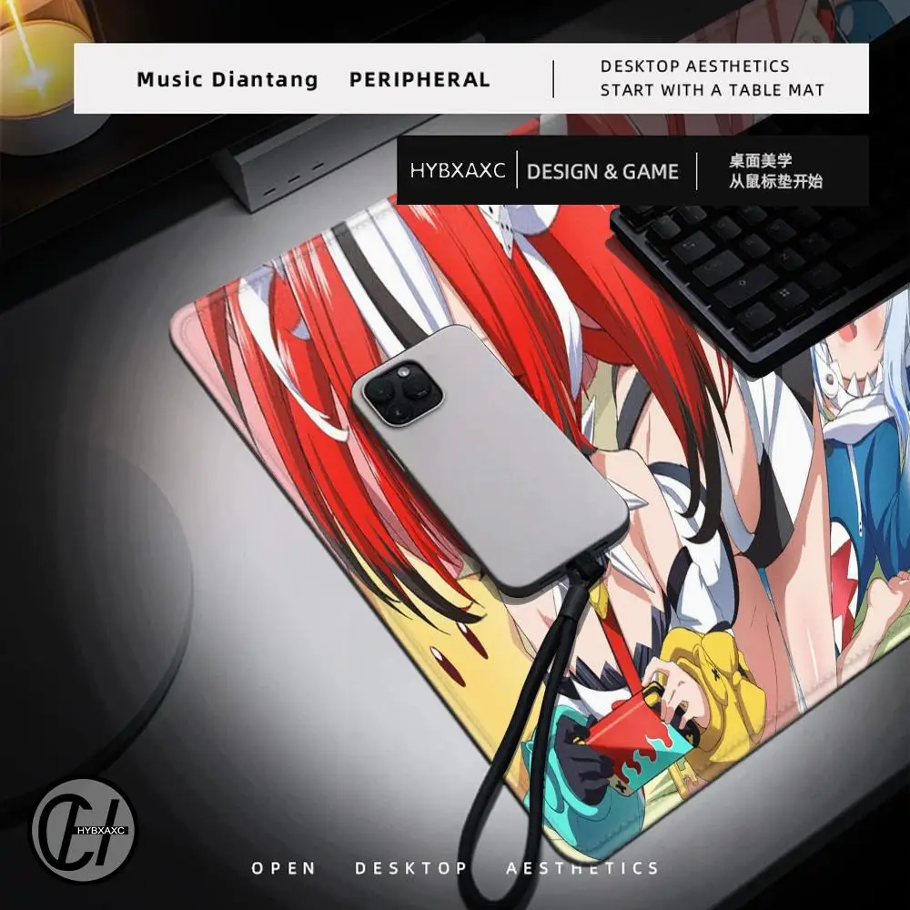 Mousepad คอมพิวเตอร์ขนาดใหญ่อุปกรณ์เสริมสําหรับเล่นเกม MousePads Mats Anti-SLIP แล็ปท็อป Soft MICE Pad H-Hololive H-Hakos B-Baelz