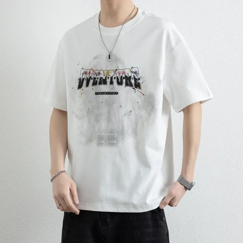 Adventure Print Casual Men's T-Shirt With Letter Design And Breathable Fabric For Daily Wear Summer Style