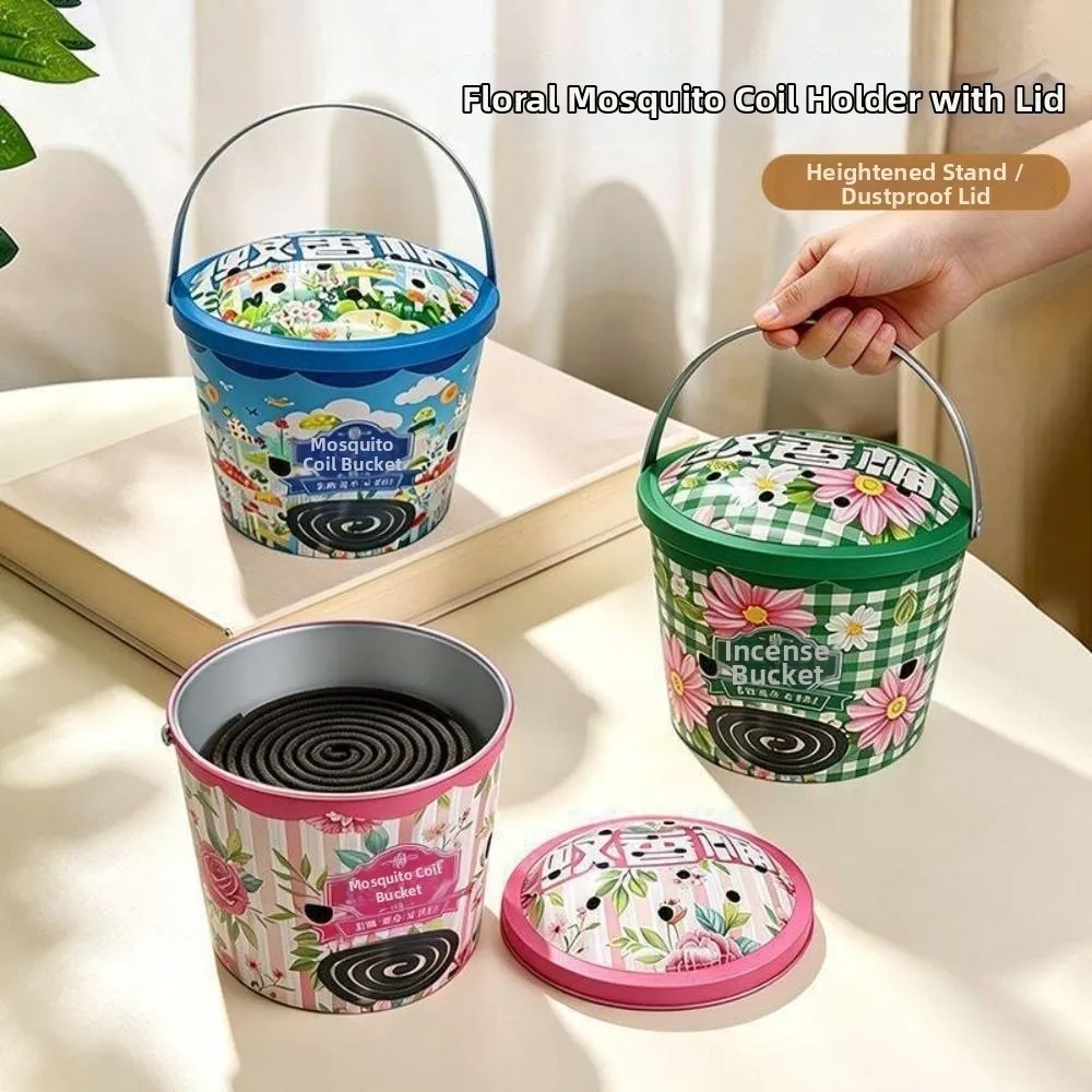 New Metal Mosquito Coil Holder with Lid Anti Scald Mosquito Coil Container Fireproof Incense Coil Burner Outdoor Home Use