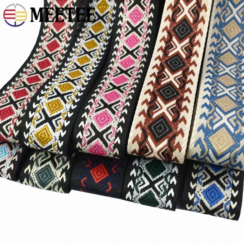 1-5M 38/50mm Ethnic Jacquard Webbing Tape Replace Ribbon Bands For Bag Strap Clothes Decor Belt Bias Band DIY Sewing Accessories