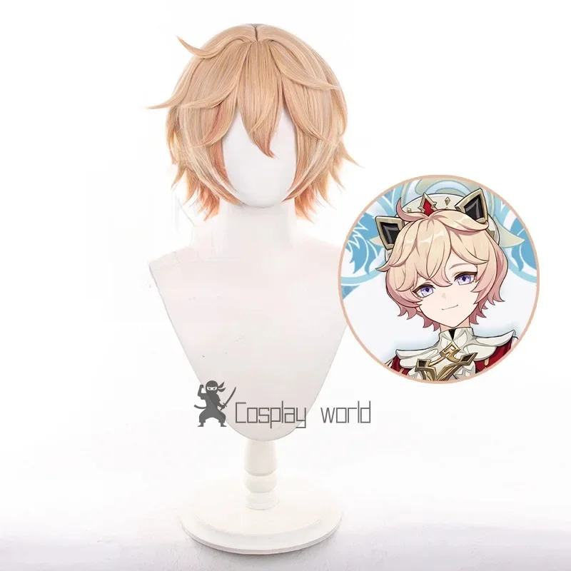 

Парик для косплея игры Mondstadt Genshin Impact Dahlia, парики для косплея, синтетические волосы 30 см, имитация кожи головы, парик для Хэллоуина + шапочка для парика