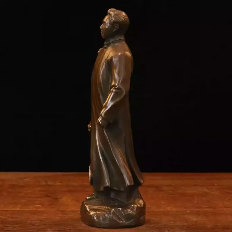 Brass Sculpture Ornament, Statue of Chairman Mao Visiting Anyuan, Living Room Office Souvenir Craft
