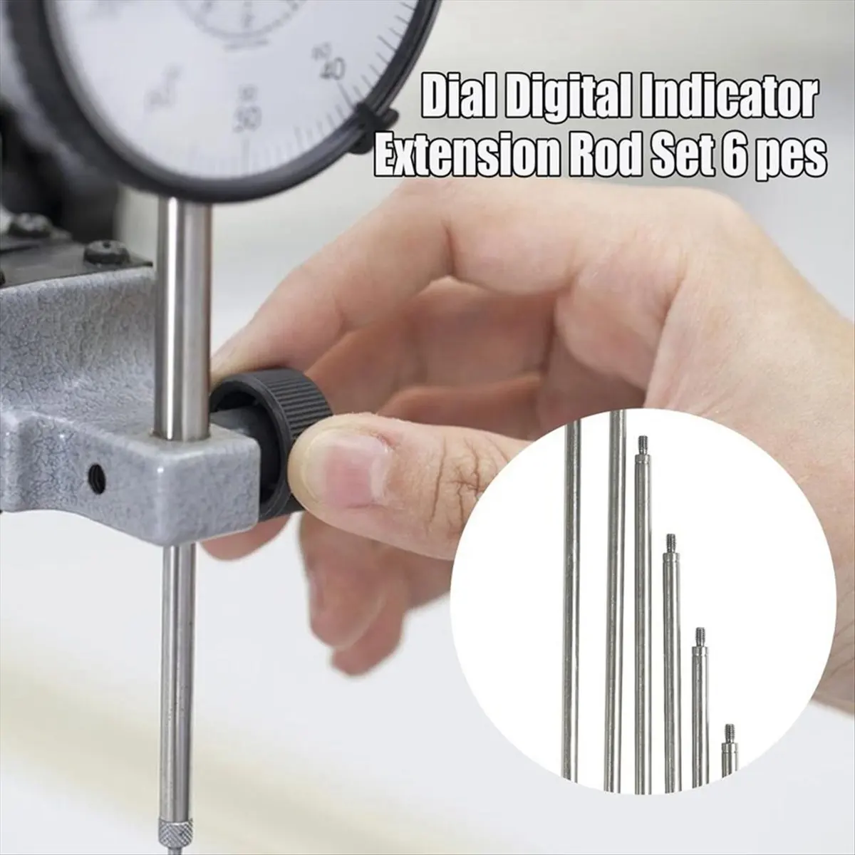 A89X  Indicator Extension Stem Rod,6 Pcs Digital Indicator Extension Stem Rod Set 1, 2, 3, 4, 5, 6