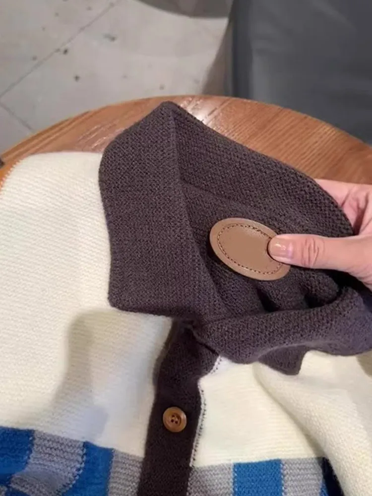 Comfortabel Faionable Vintage gebreide trui met één knop Lang Sve Wool Camere Open vest Kleur Blo Dames Regular Fi...