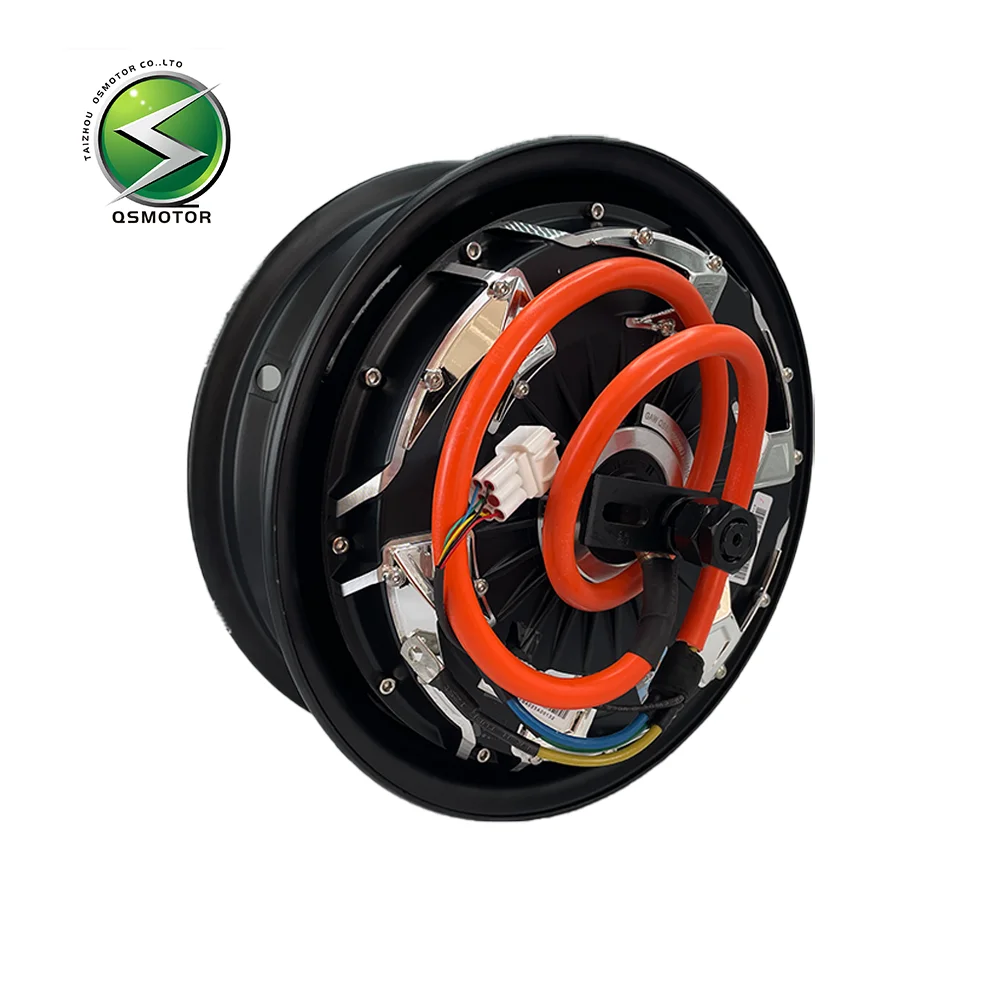 

QSMOTOR 12-дюймовый V4 3000W40H48-96V бесщеточный двигатель дискового тормоза постоянного тока, подходящий для электрических мотоциклов