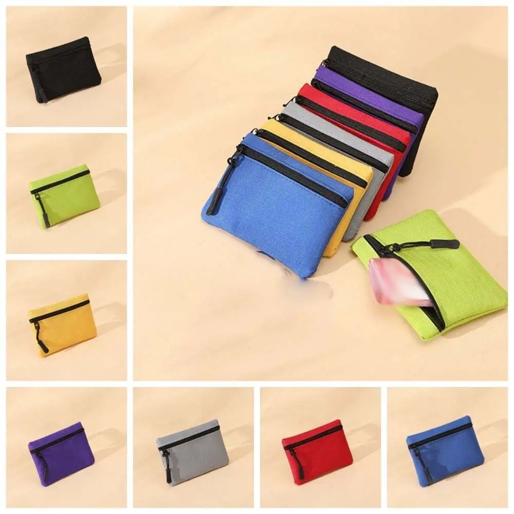 

Retro Korean Style Ox Cloth Coin Purse Solid Color Zipper Small Item Bag Coin Purse Card Bag Card Storage Bag Men