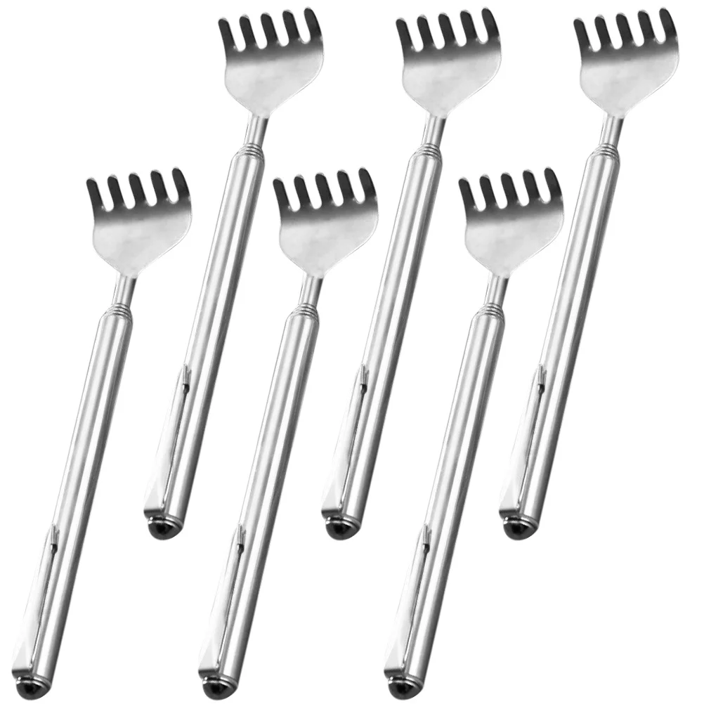 

6 шт., выдвижной скребок для спины, телескопический ручной инструмент для облегчения зуда из нержавеющей стали, портативный для путешествий, скребок для спины