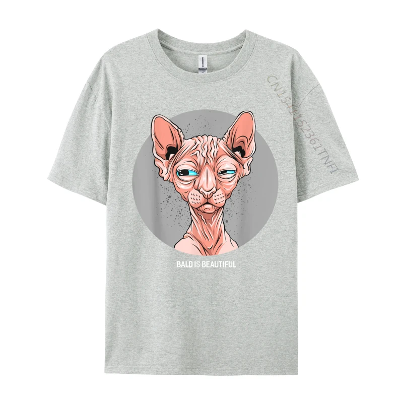 Funny Hairless Feline Sphynx Cat Bald Is Beautiful FamilyGift T Shirt 2024 Fashion Cotton Tee-Shirt Men's T Shirts Casual