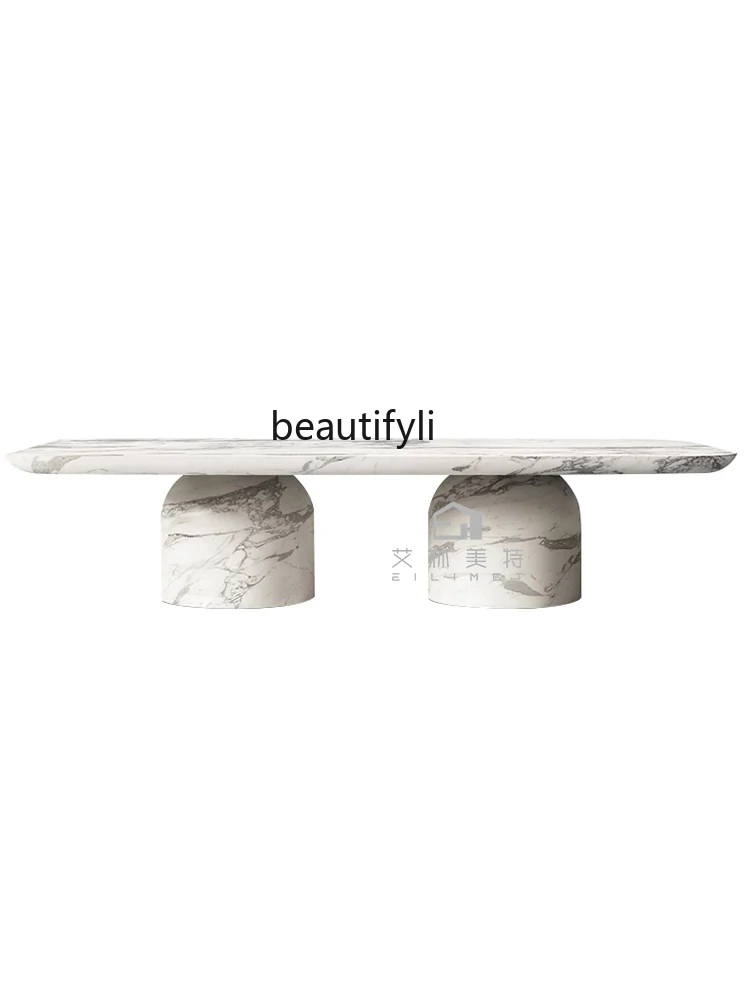 Italian Minimalist Light Luxury Rectangular Villa Coffee Table Home Arabescato Marble Coffee Table