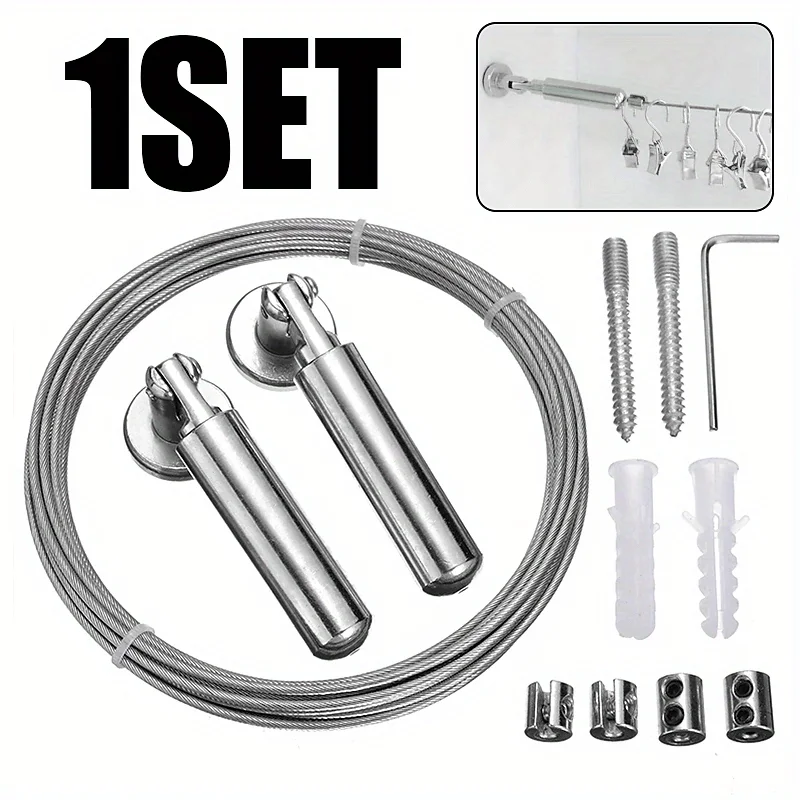 5 Meter Stainless Steel Lanyard Curtain Rod Multi-Purpose Hanging Shower Curtain Rope Curtains Decorative Accessories holder