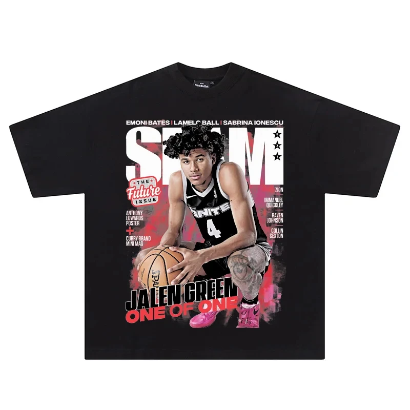 Haliburton Portrait Printed Short-sleeved T-shirt Summer Cotton Round Neck Tee Men Women Casual Loose Vintage Y2K Tee Tops