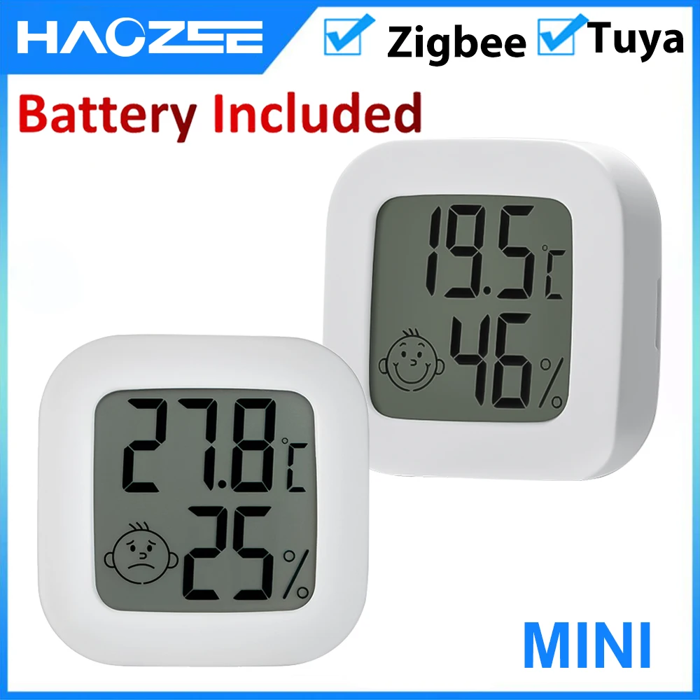 Tuya Smart Zigbee Temperature And Humidity Detector Sensor APP Real Time Monitoring LCD Screen Diaplay Works With Zigbee2mqtt Ho