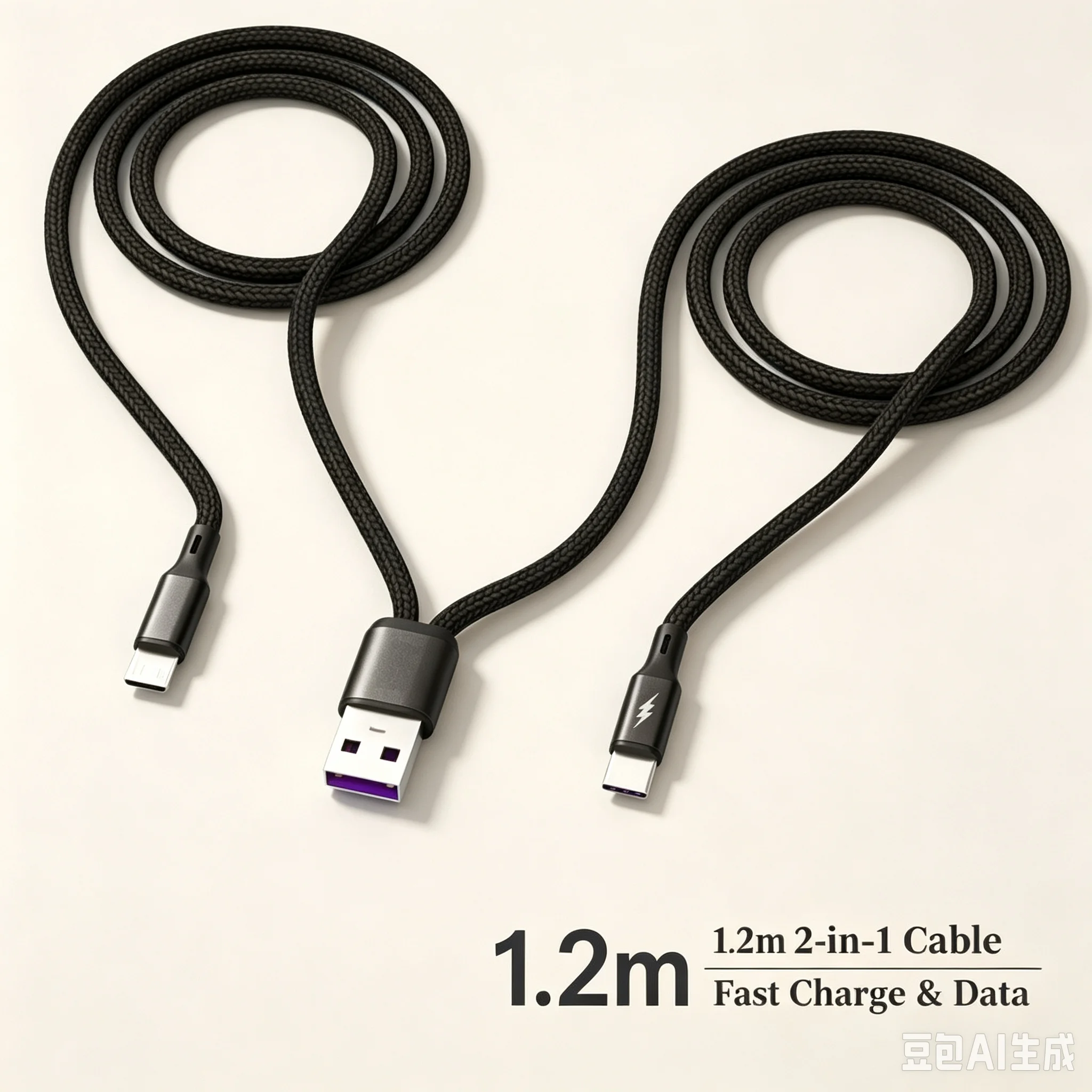 1.2m 2‑In‑1 Y‑Splitter USB Cable 5A Fast Charging Data Cord Type‑C Micro‑USB Dual‑Output Wire For iPhone Xiaomi 17 Charging Cord